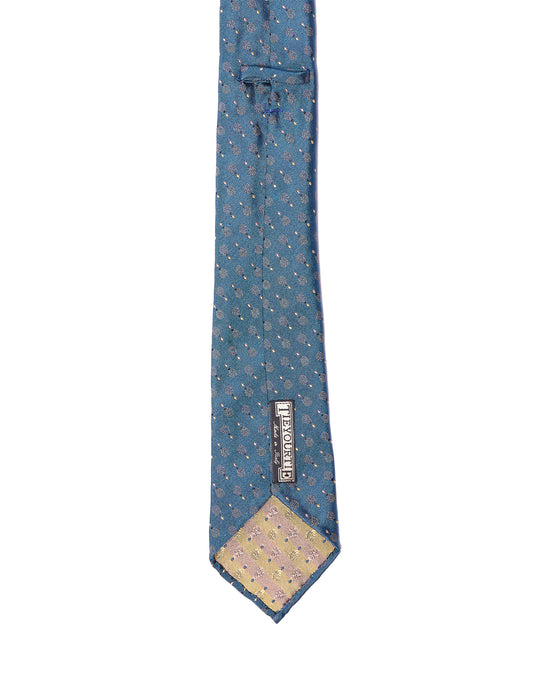 Jacquard tie - 7 Fold - Medium blue with small motif