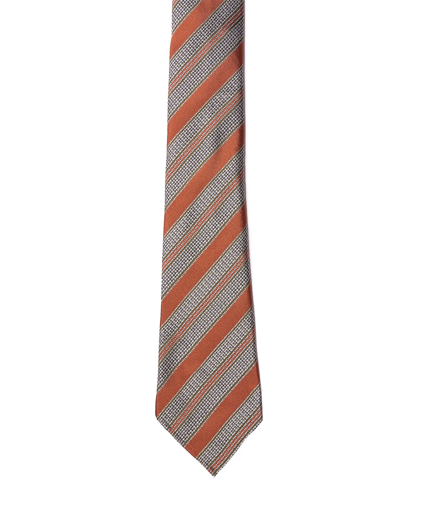 Jacquard tie - 7 Fold - Orange and white stripe garza