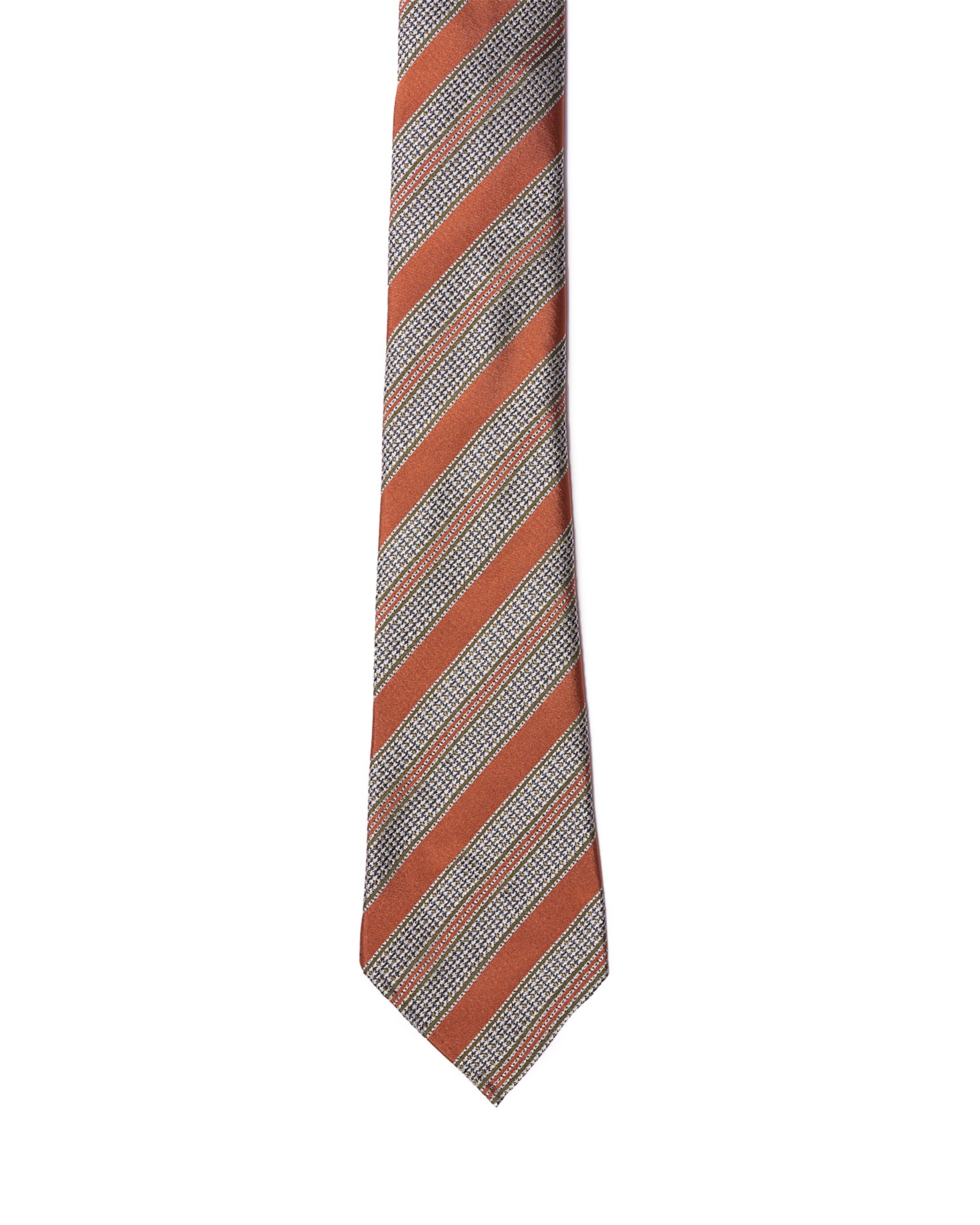 Jacquard tie - 7 Fold - Orange and white stripe garza