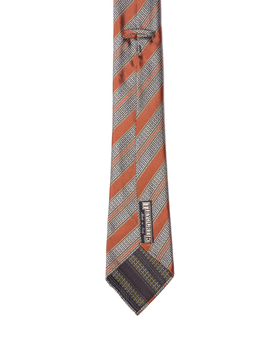 Jacquard tie - 7 Fold - Orange and white stripe garza