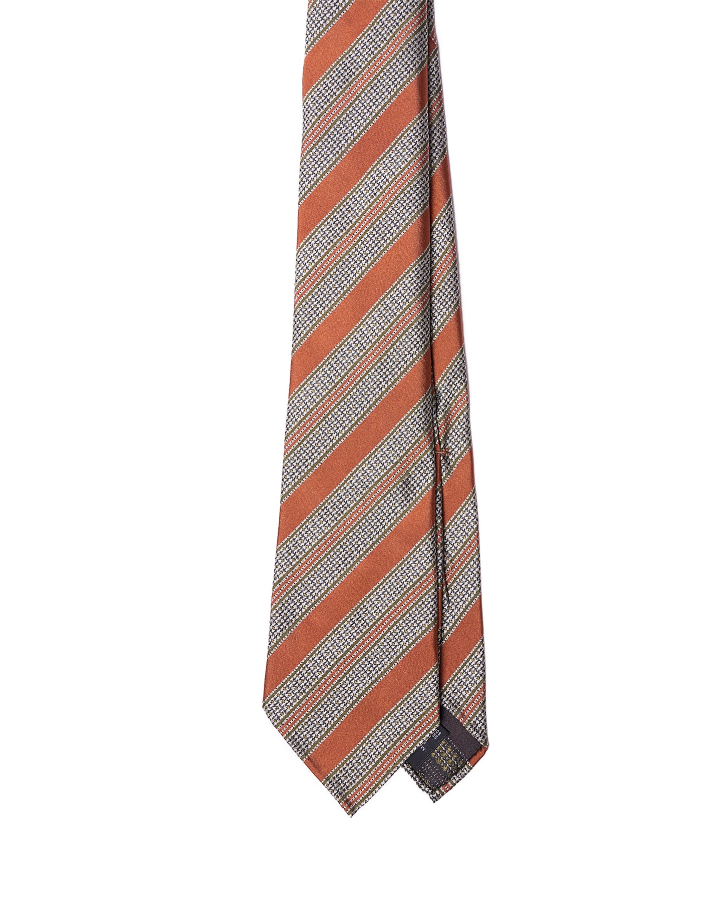 Jacquard tie - 7 Fold - Orange and white stripe garza