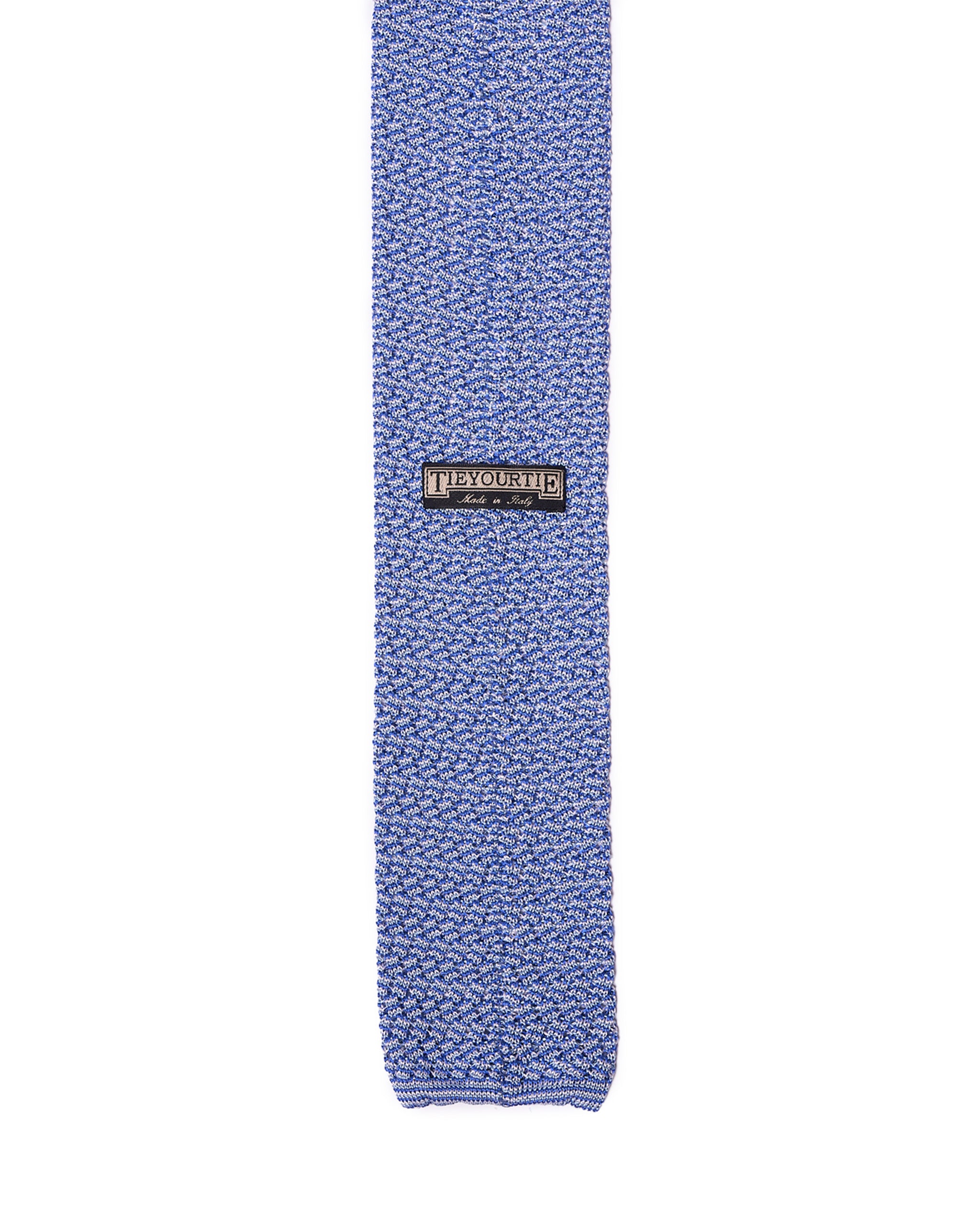 Knitted tie - Zig zag weave sky blue and white