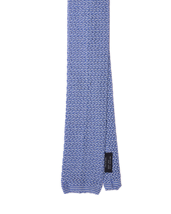 Knitted tie - Zig zag weave sky blue and white