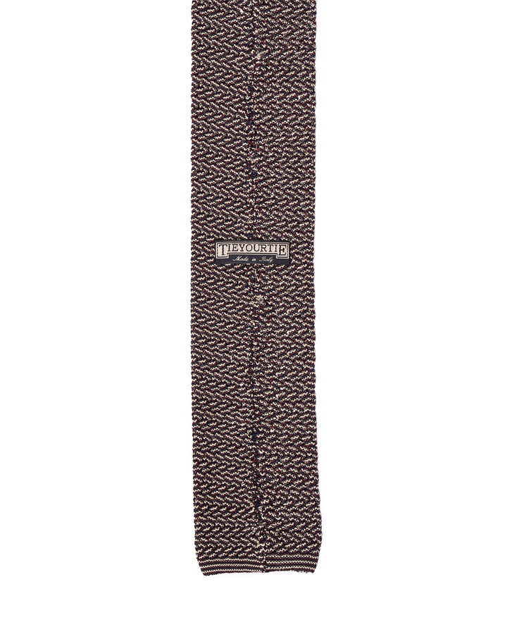 Knitted tie - Zig zag weave beige and black