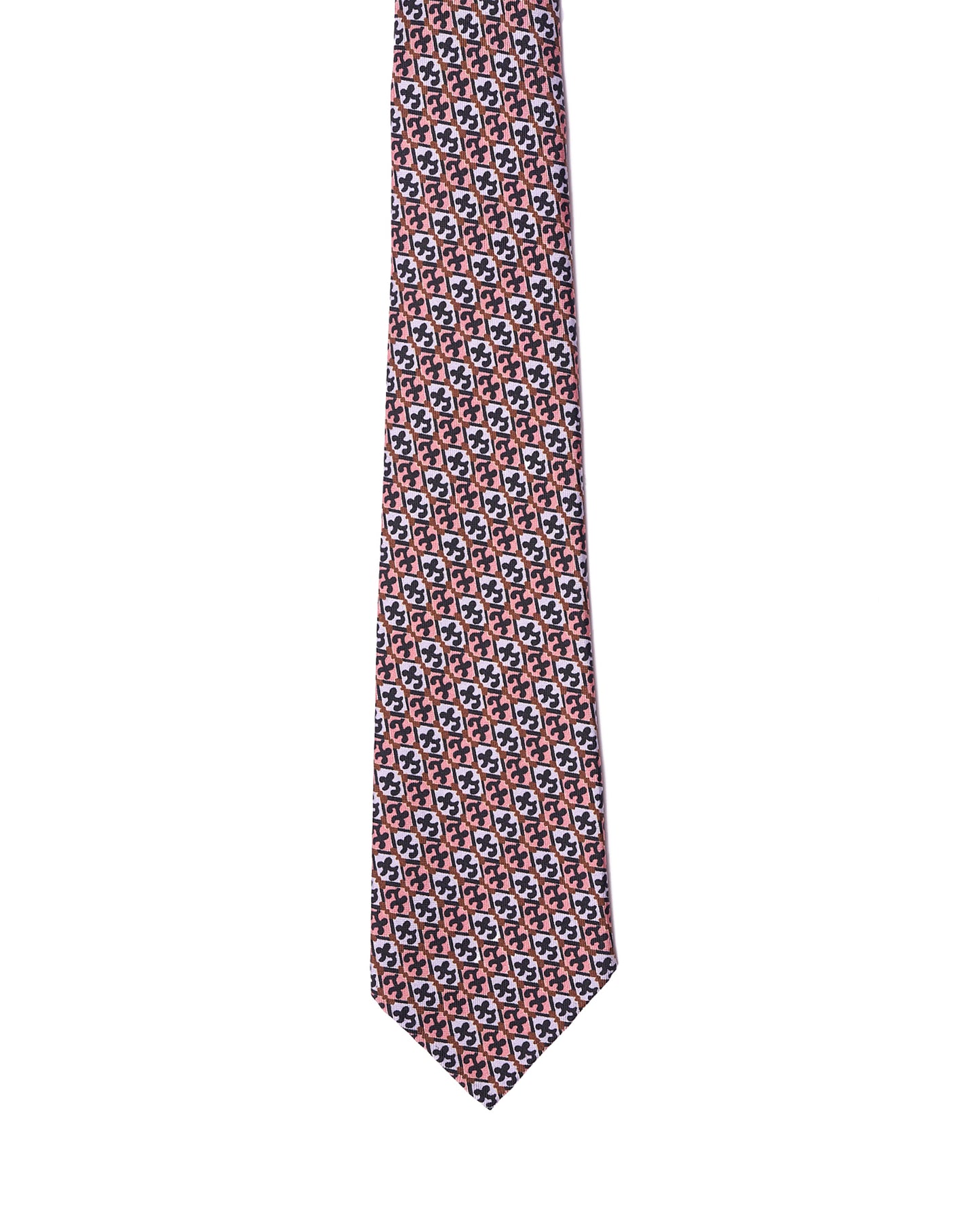 Printed tie - 7 Fold - Pink and pale gray small motif