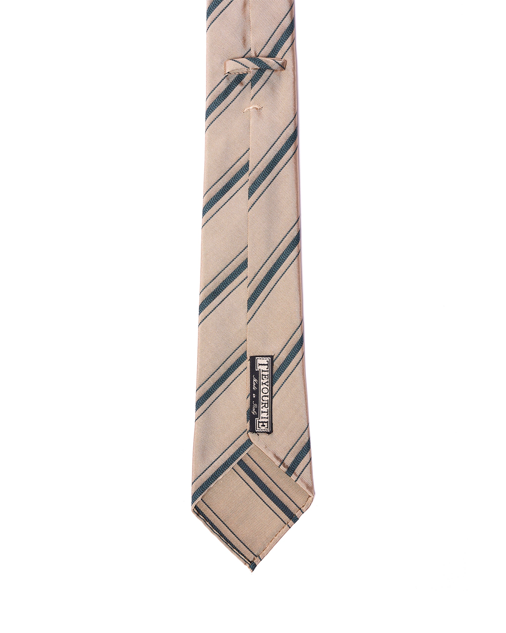 Jacquard tie - 7 Fold - Amber with navy blue stripe