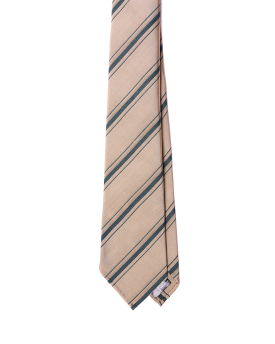 Jacquard tie - 7 Fold - Amber with navy blue stripe