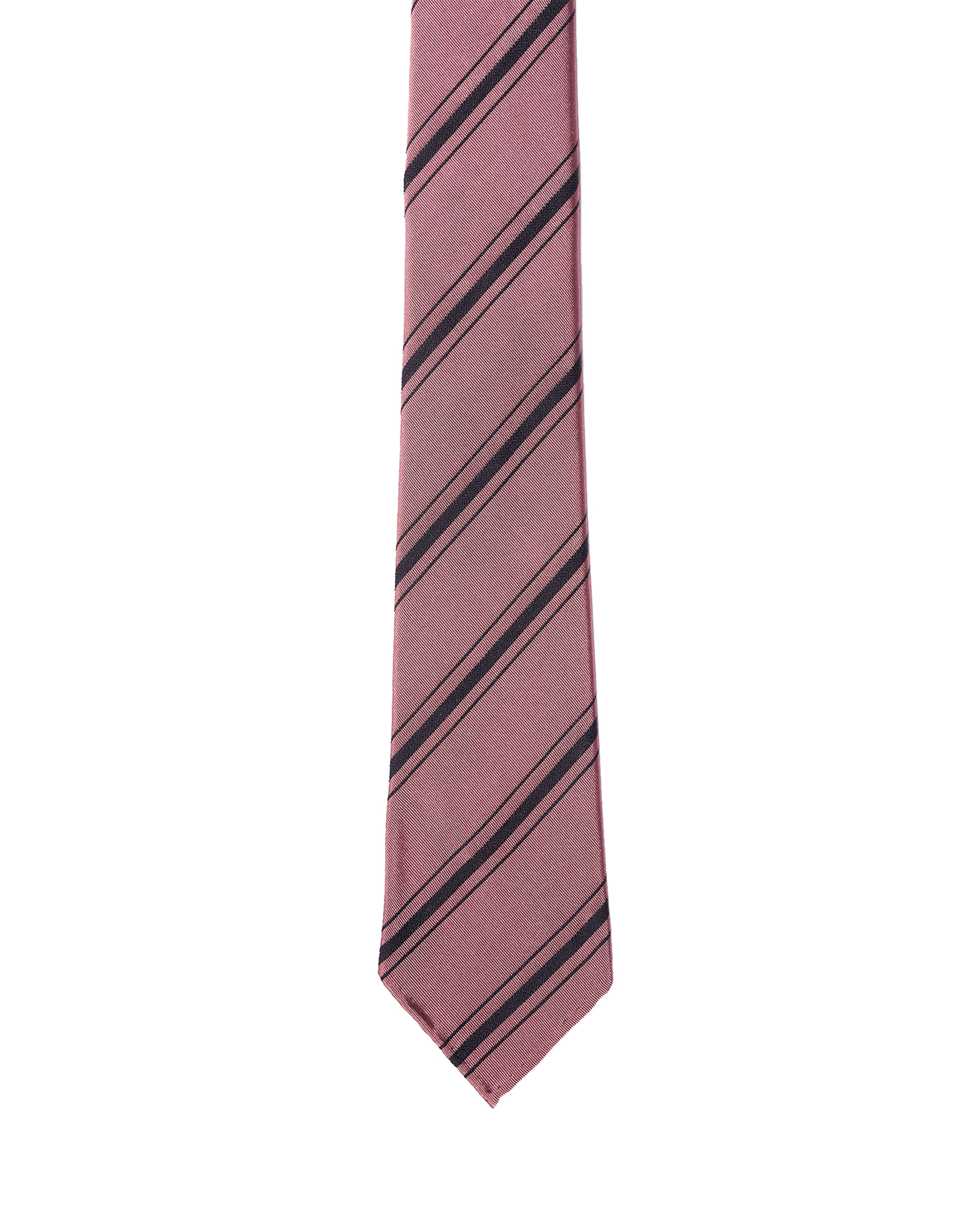 Jacquard tie - 7 Fold - Pink with black stripe