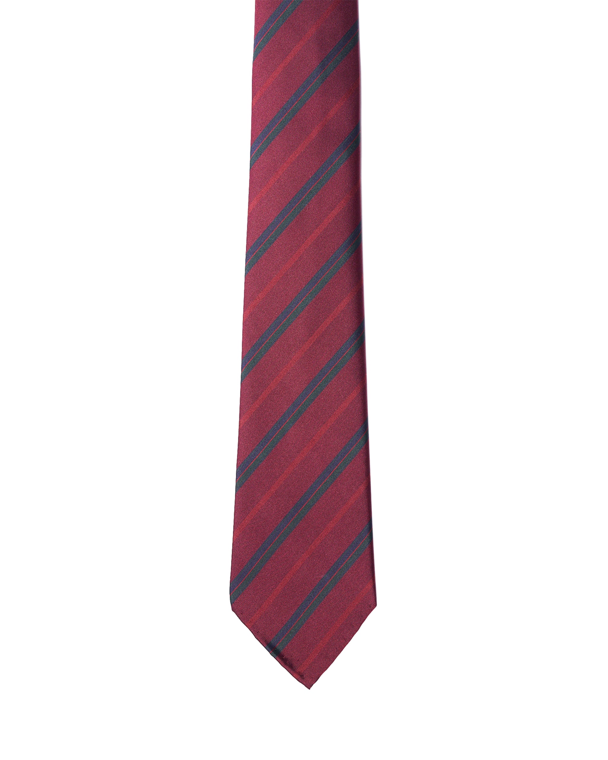 Jacquard tie - 7 Fold - Burgundy with red and navy blue stripe