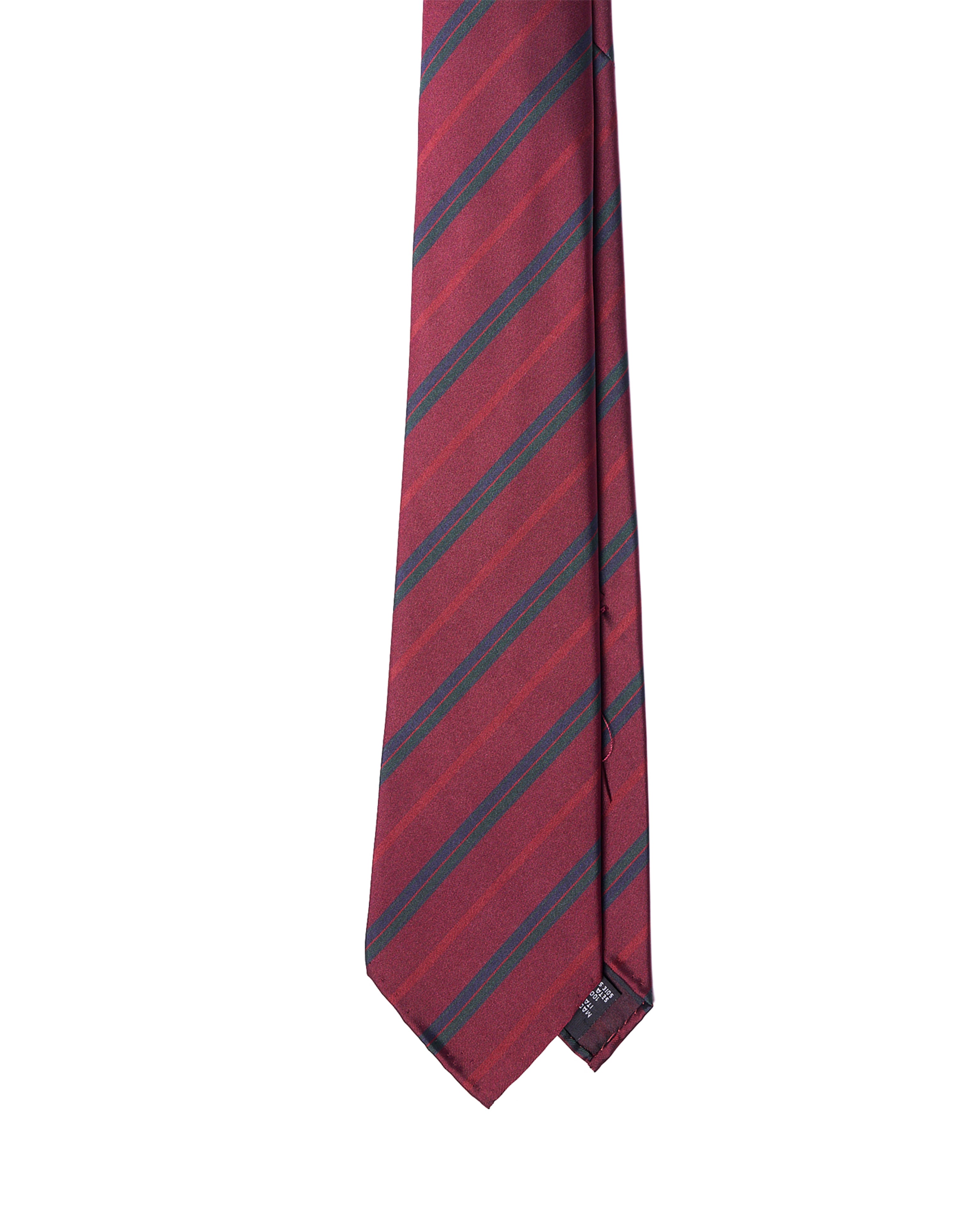 Jacquard tie - 7 Fold - Burgundy with red and navy blue stripe