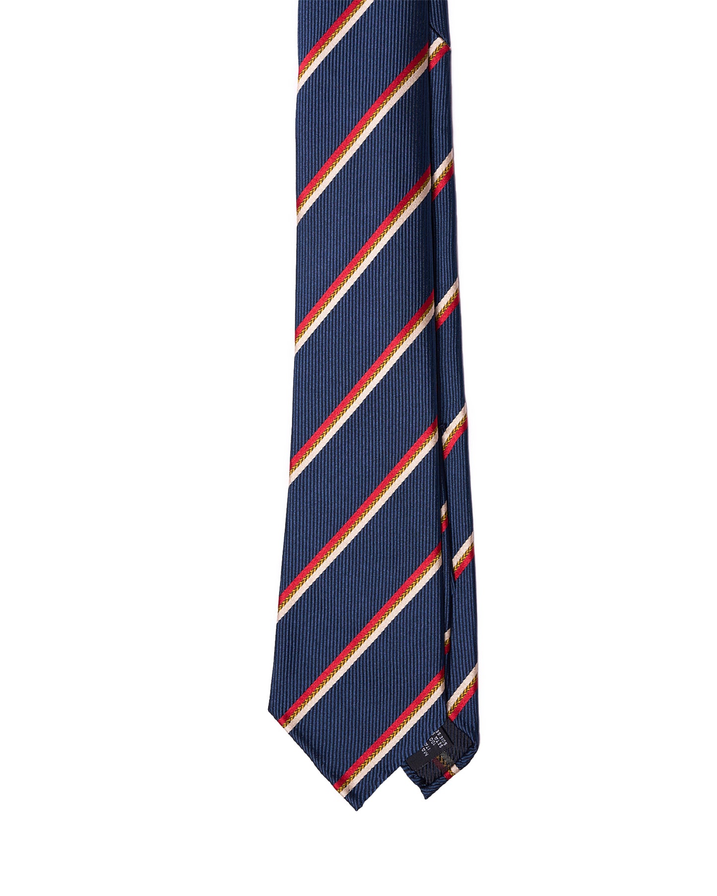 Jacquard tie - 7 Fold - Royal blue with red, amber and white stripe