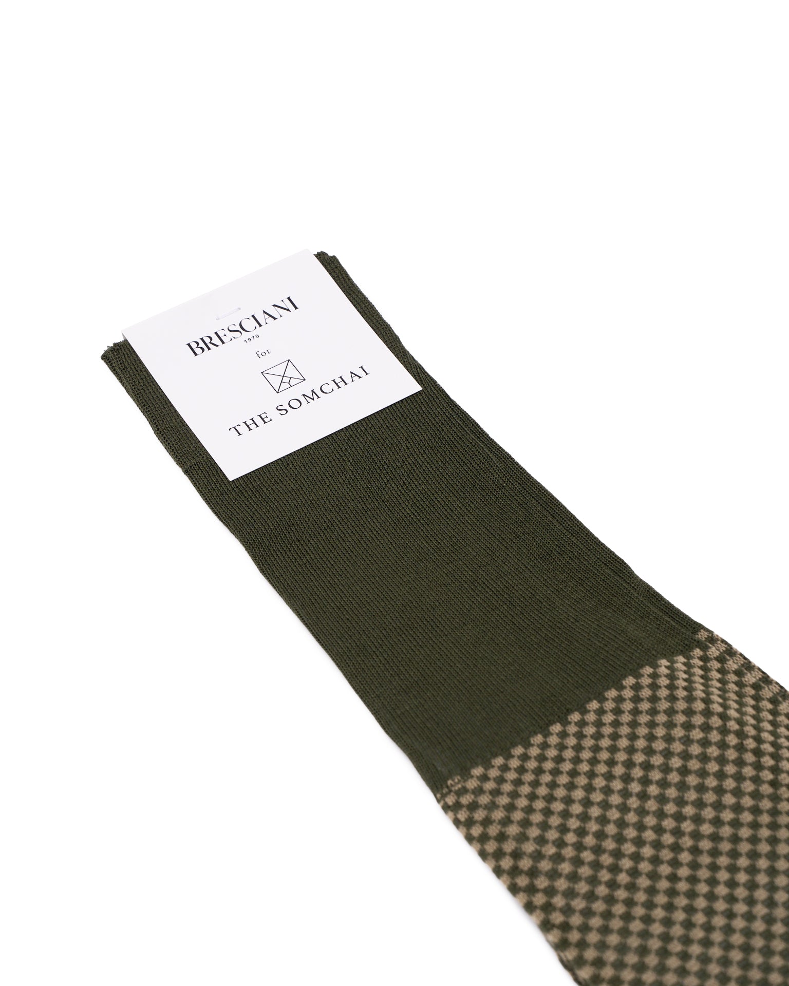 Knee length socks - Checkered cotton  - Militare Alga