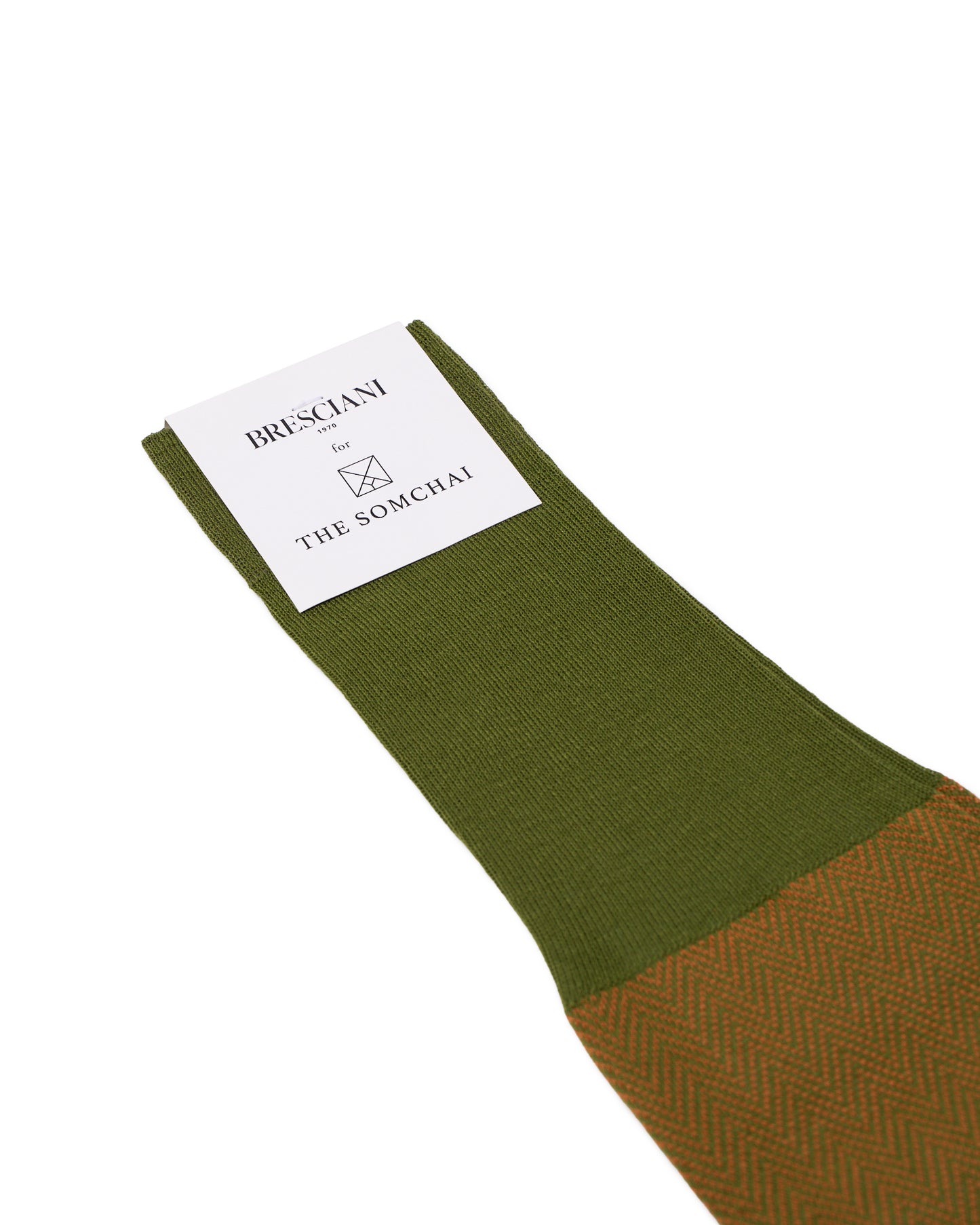 Knee length socks - Herringbone cotton  - Faida Senape