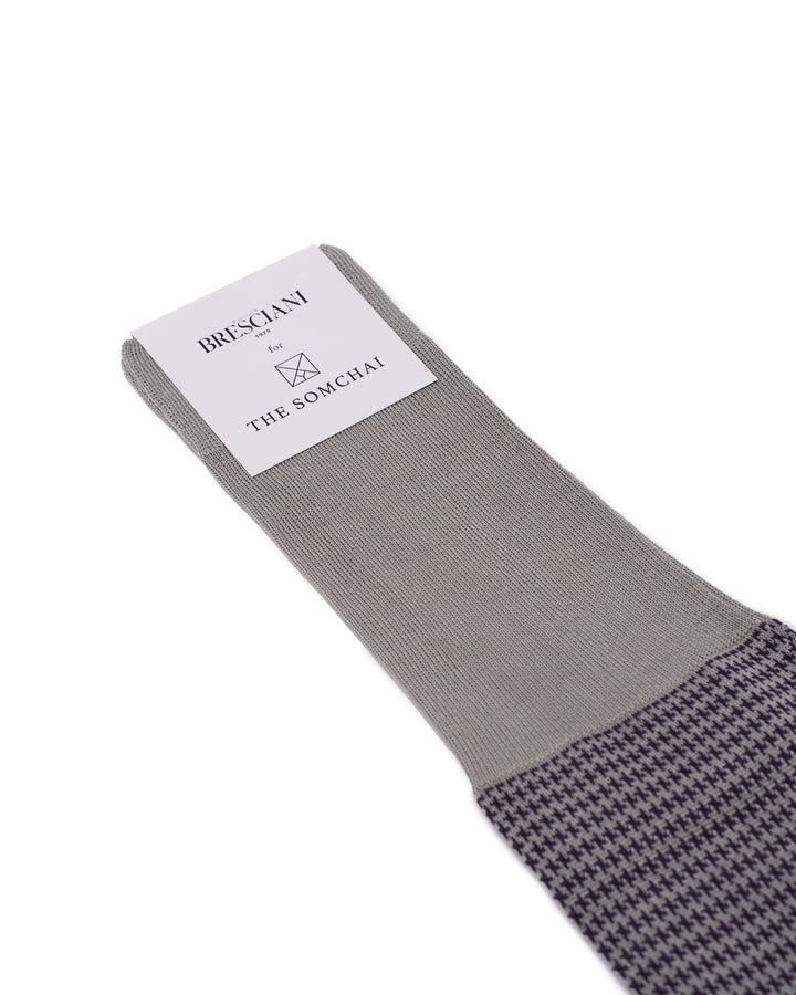 Knee length socks - Houndstooth cotton  - Allumino purple