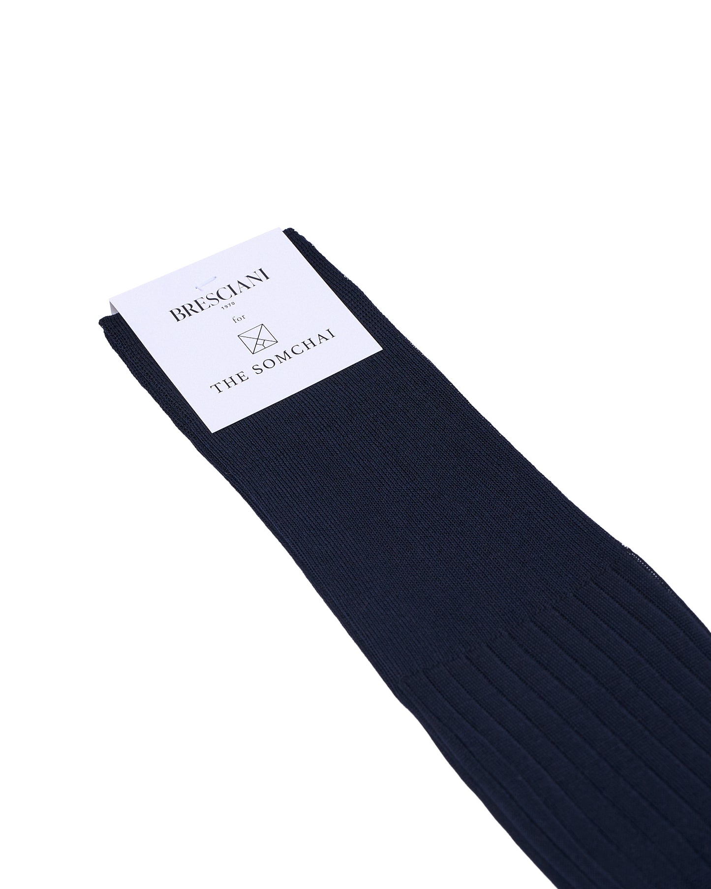 Knee length socks - Ribbed cotton  - Blue