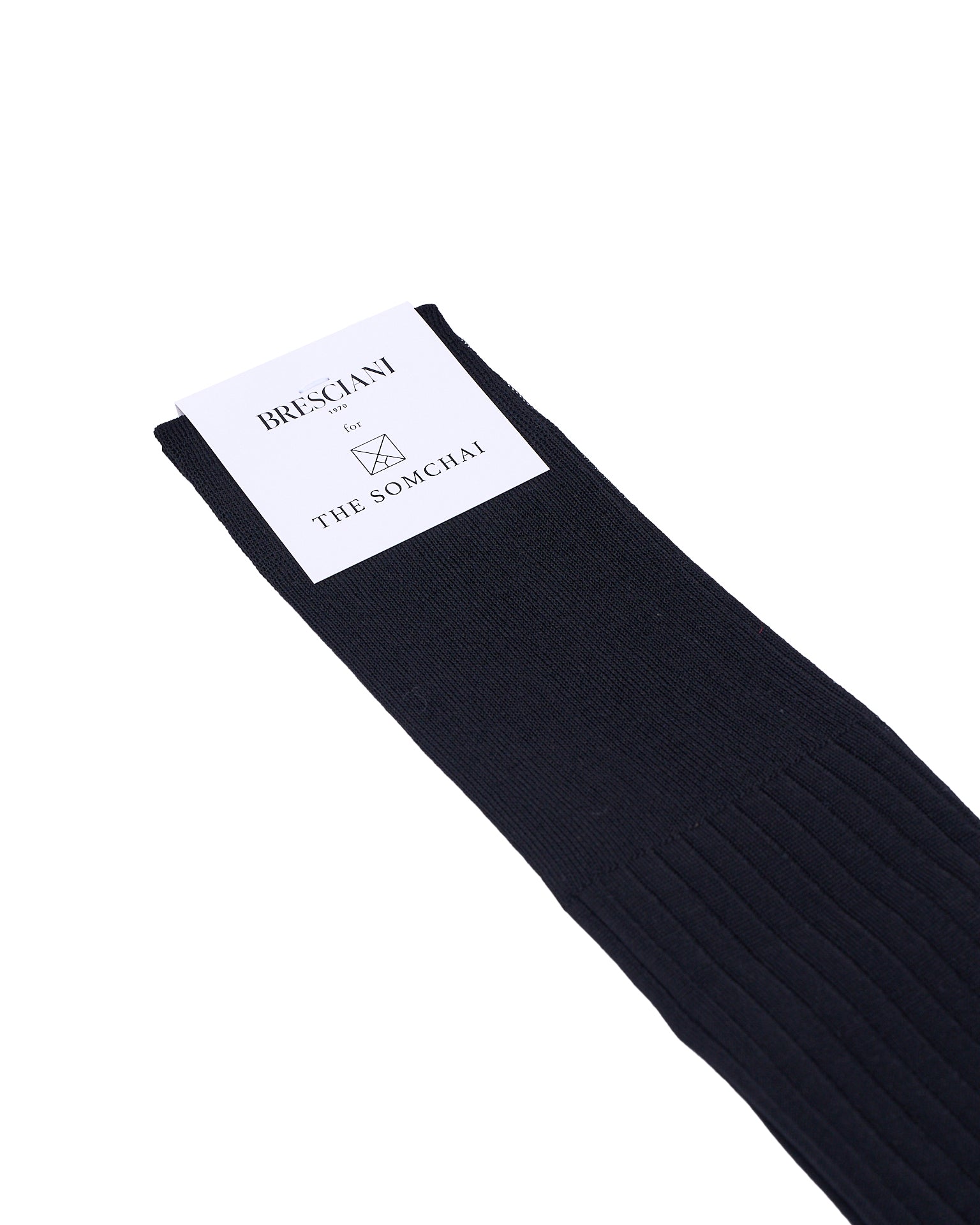 Knee length socks - Ribbed cotton  - Nero