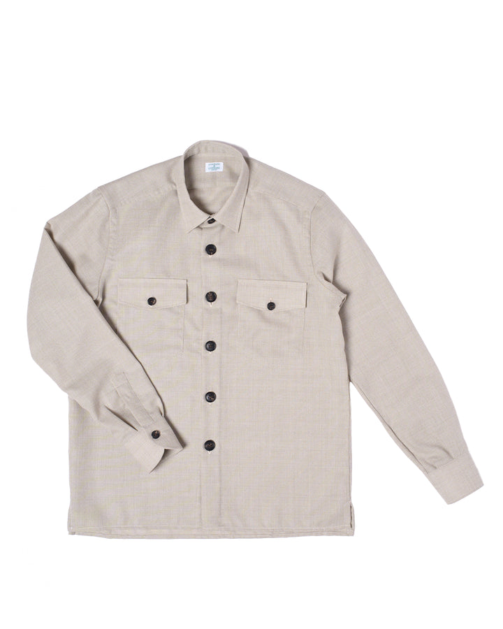 Shirt jacket - Wool - Melange grey hopsack