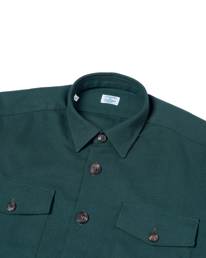 Shirt jacket - Wool - Racing green hopsack