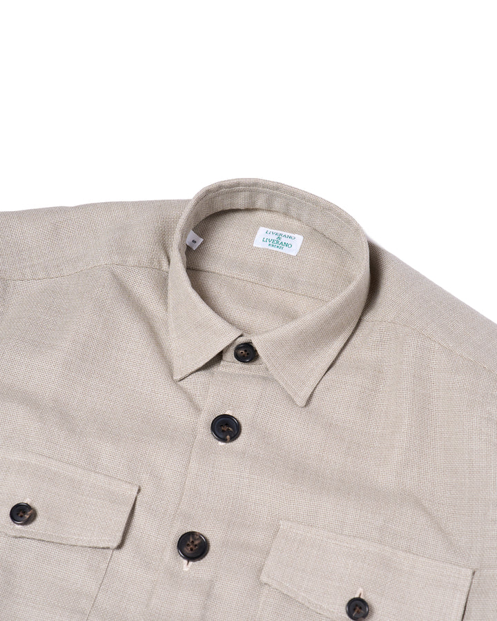 Shirt jacket - Wool - Melange grey hopsack