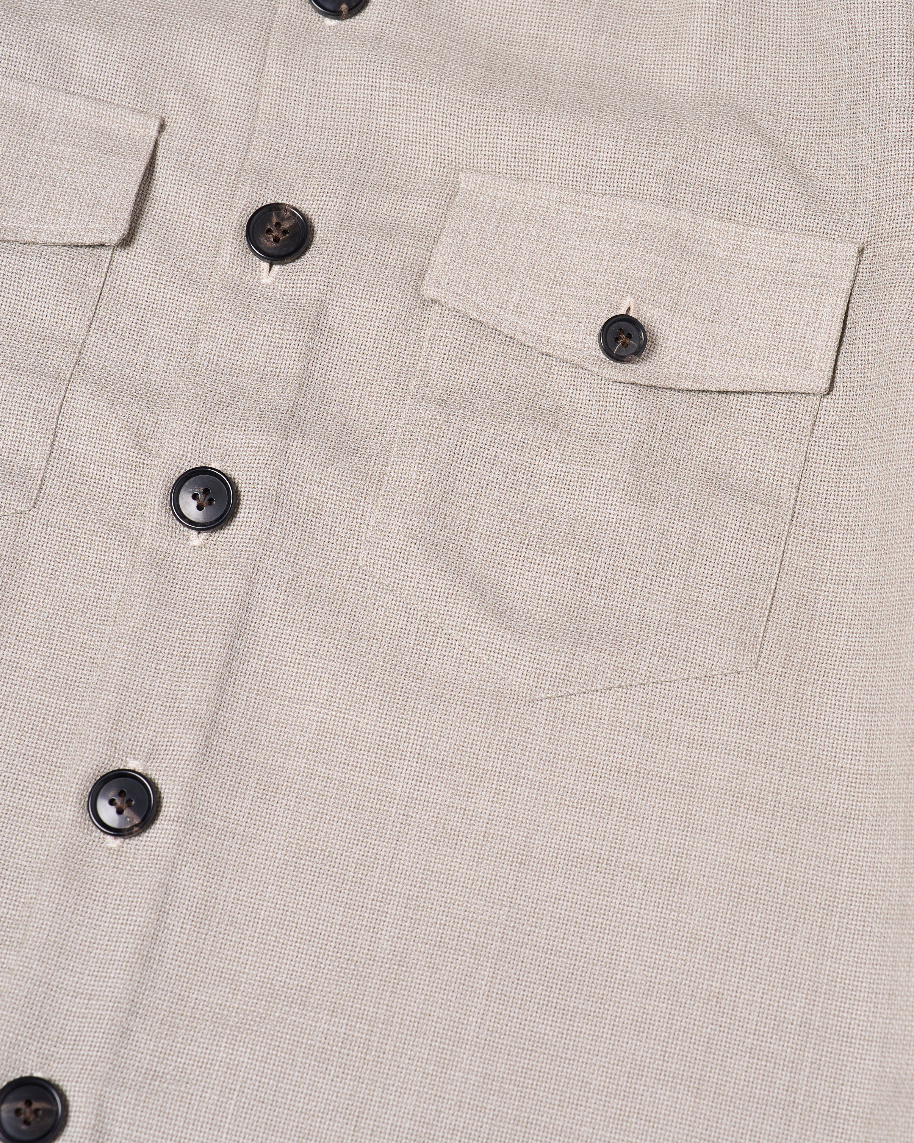 Shirt jacket - Wool - Melange grey hopsack