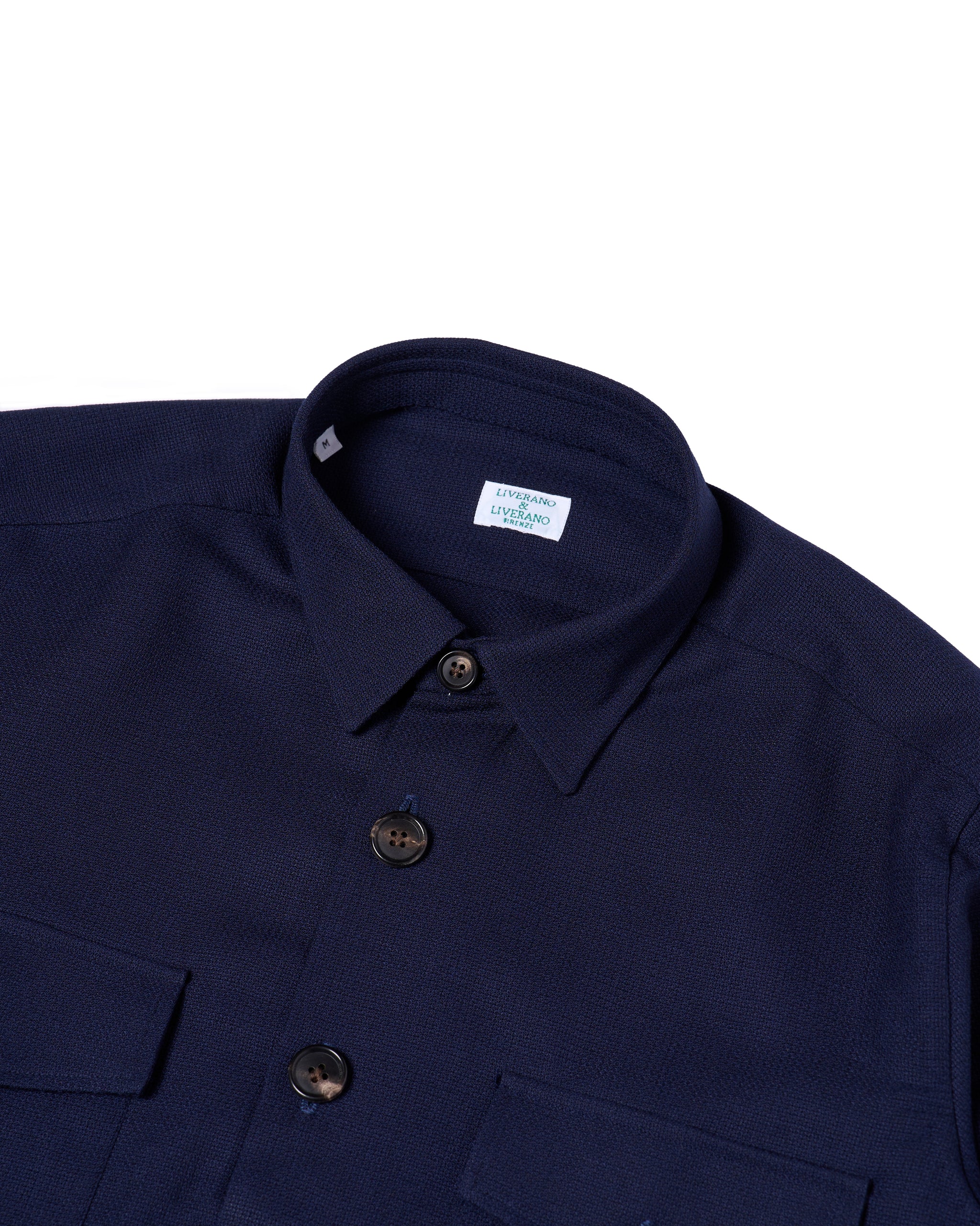Shirt jacket - Wool - Navy blue hopsack
