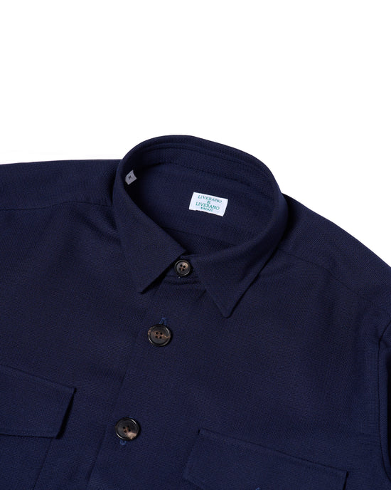 Shirt jacket - Wool - Navy blue hopsack