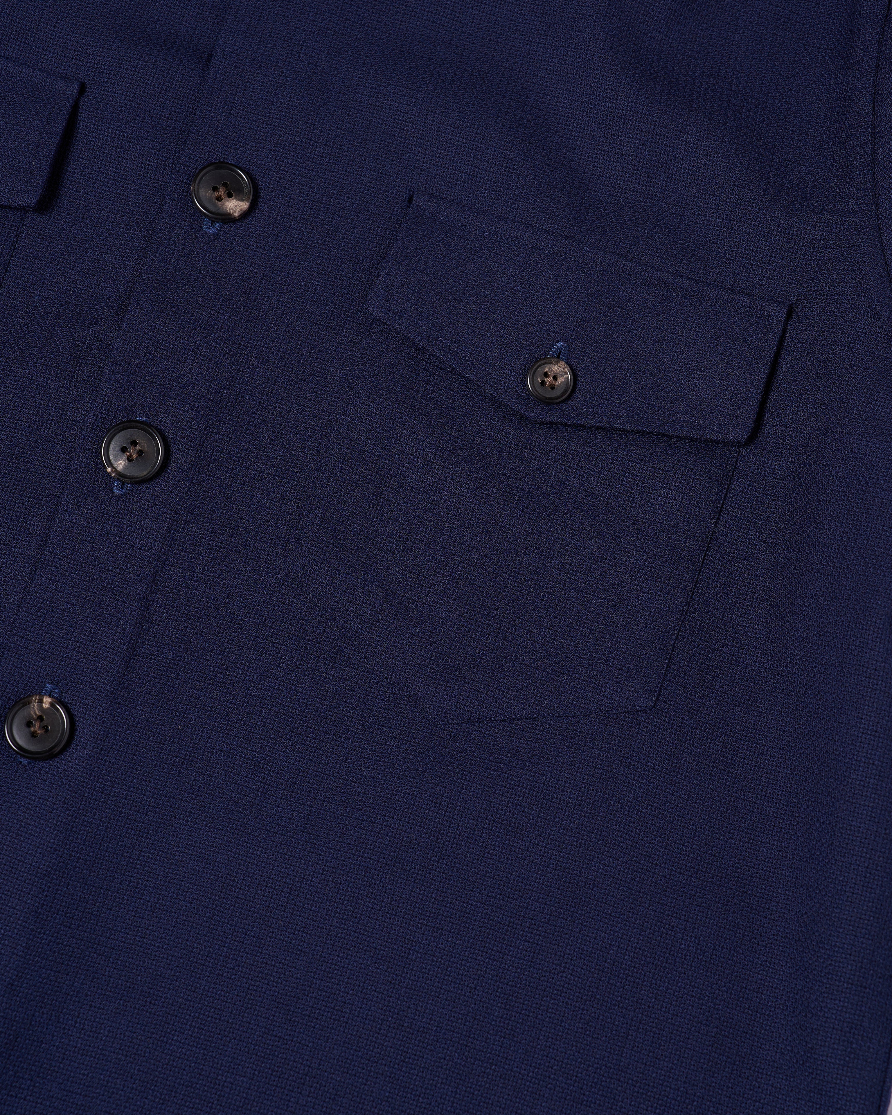 Shirt jacket - Wool - Navy blue hopsack