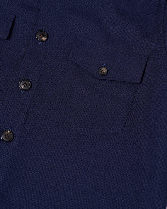 Shirt jacket - Wool - Navy blue hopsack