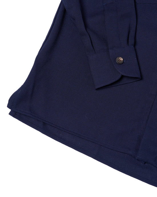 Shirt jacket - Wool - Navy blue hopsack