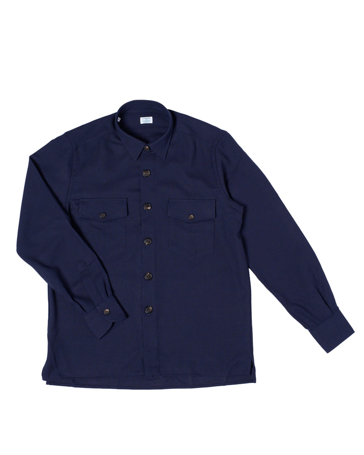 Shirt jacket - Wool - Navy blue hopsack