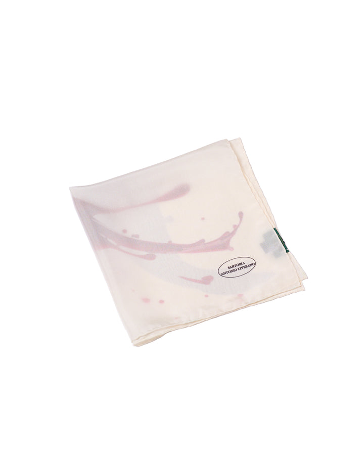Pocket square - Silk - Wine stain on offwhite