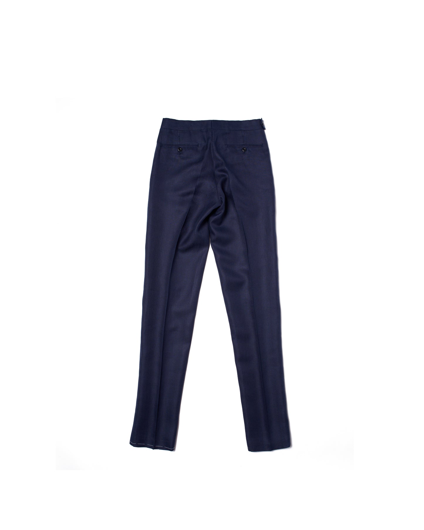 Herringbone linen trousers - Single pleat trousers - Navy Blue