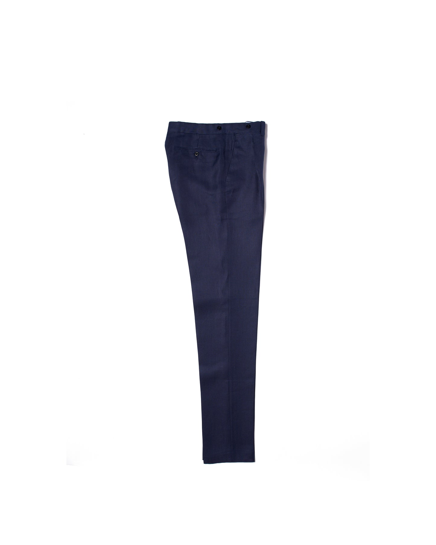 Herringbone linen trousers - Single pleat trousers - Navy Blue