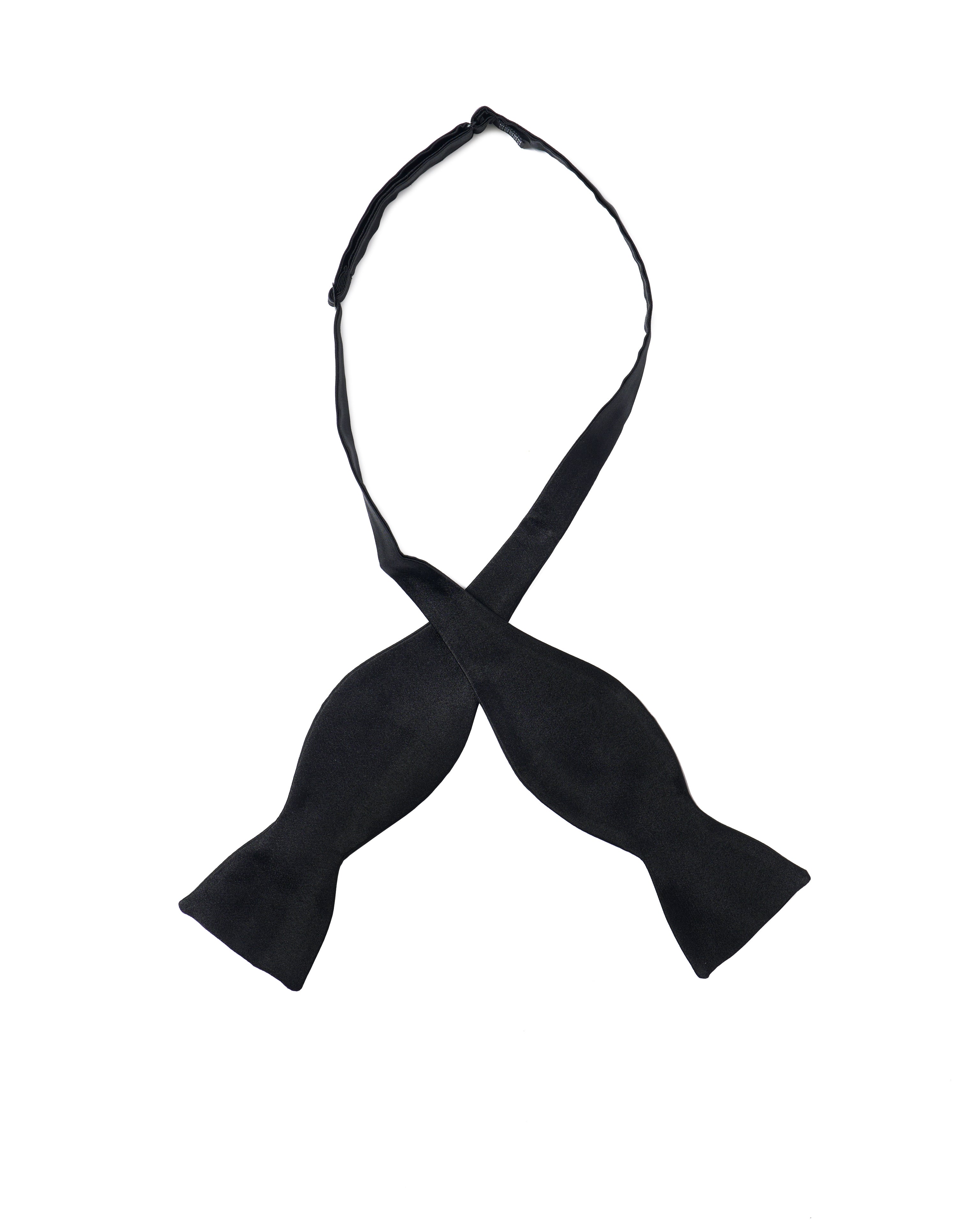 Self-tie bowtie satin - Black - Silk