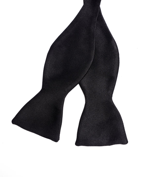 Self-tie bowtie satin - Black - Silk
