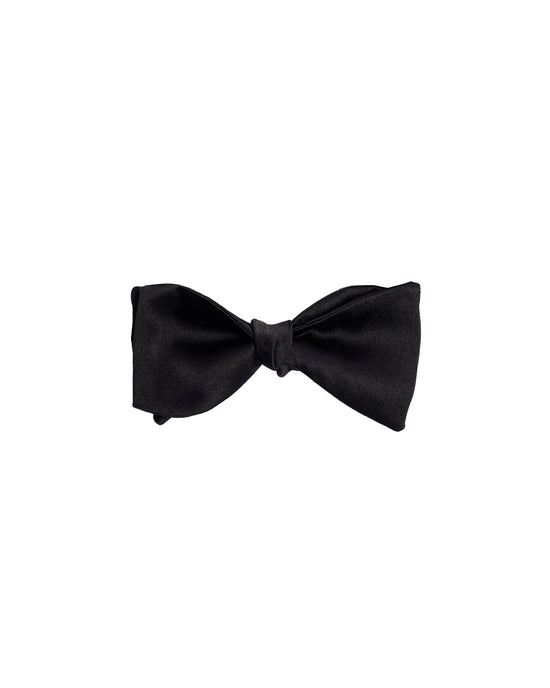 Self-tie bowtie satin - Black - Silk