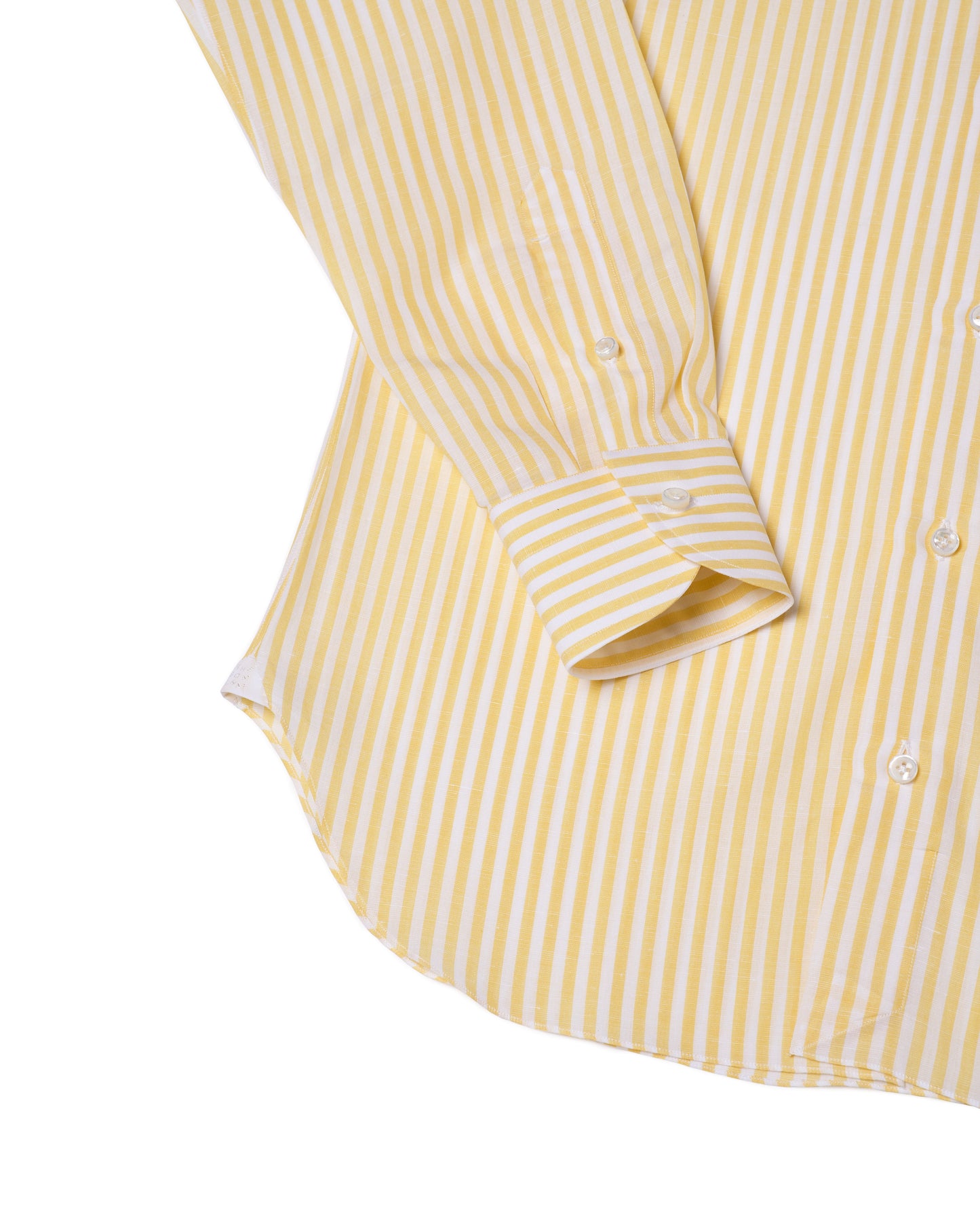 Spread collar shirt - Lemon stripe cotton and linen
