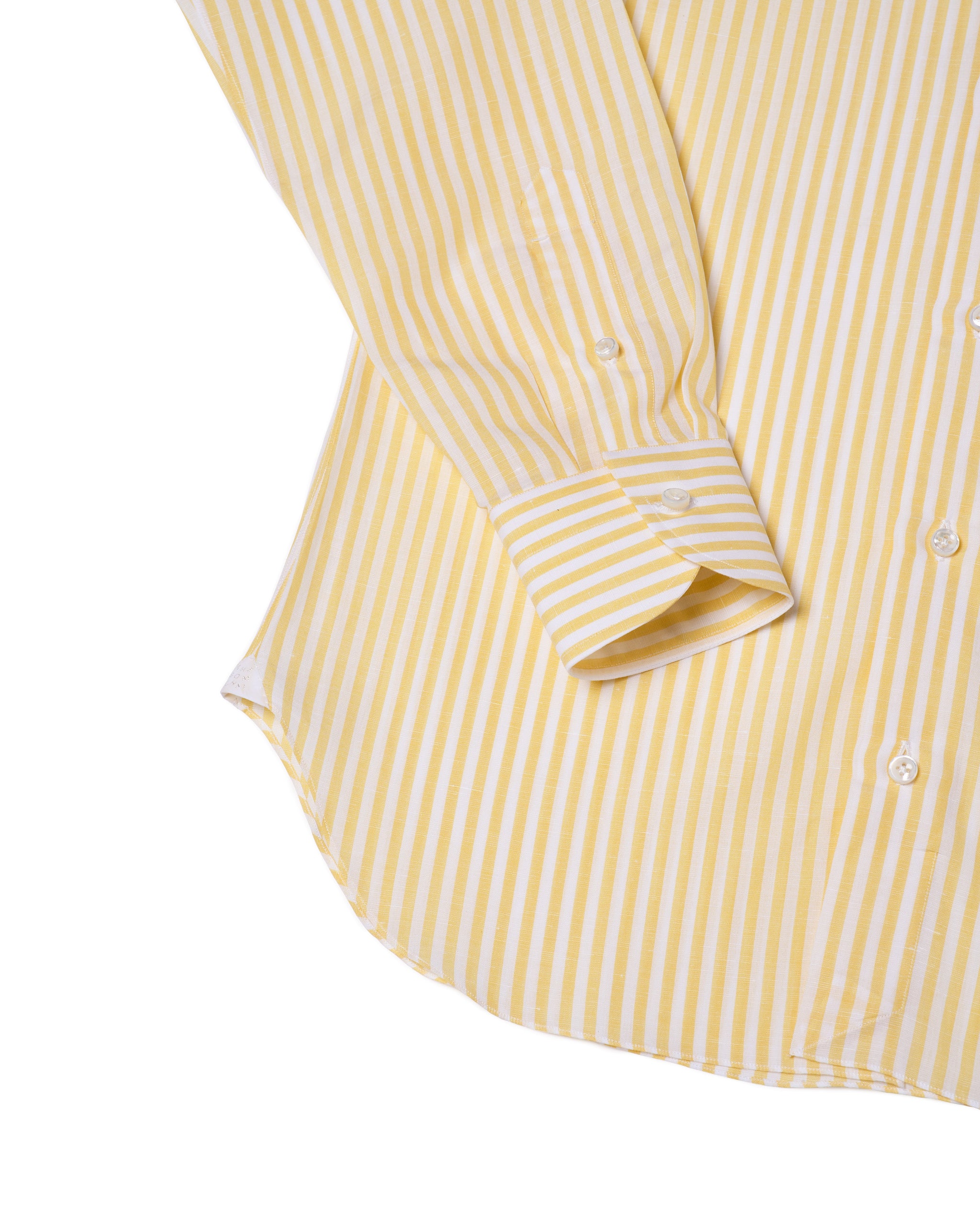 Spread collar shirt - Lemon stripe cotton and linen