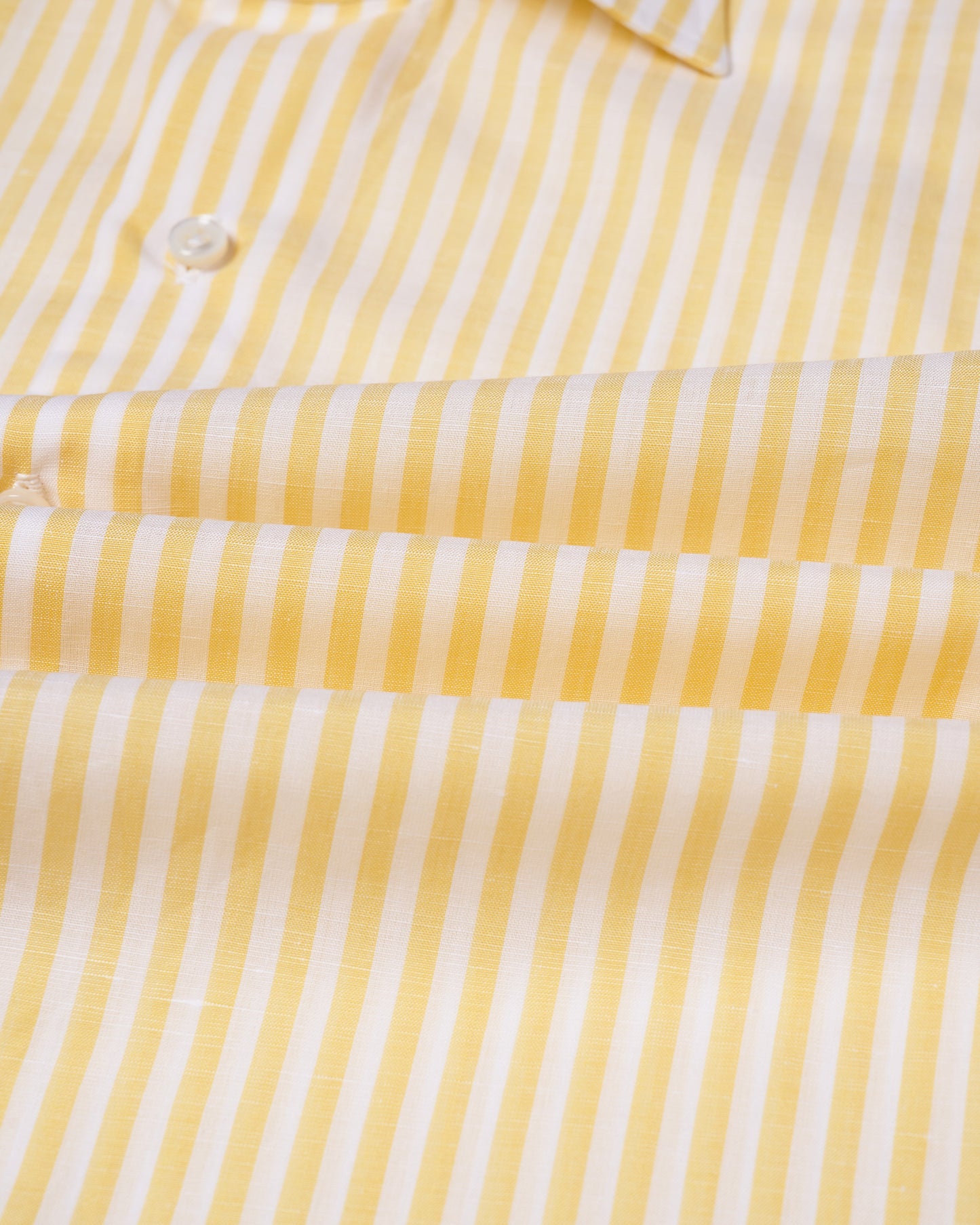 Spread collar shirt - Lemon stripe cotton and linen