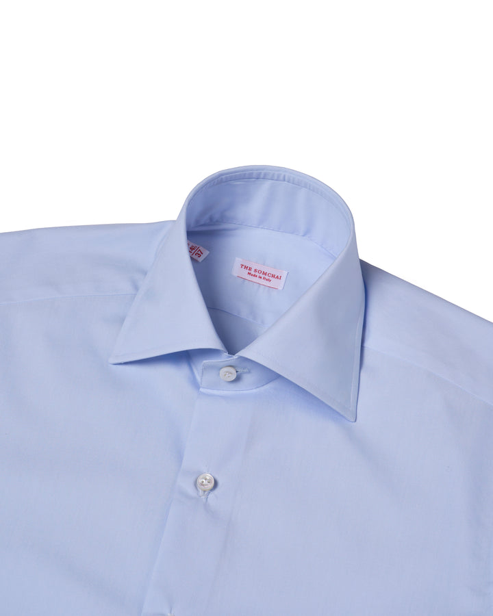 Spread collar shirt - Light blue poplin cotton