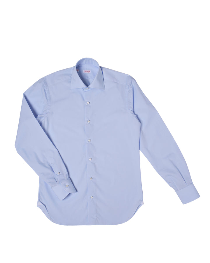 Spread collar shirt - Light blue poplin cotton