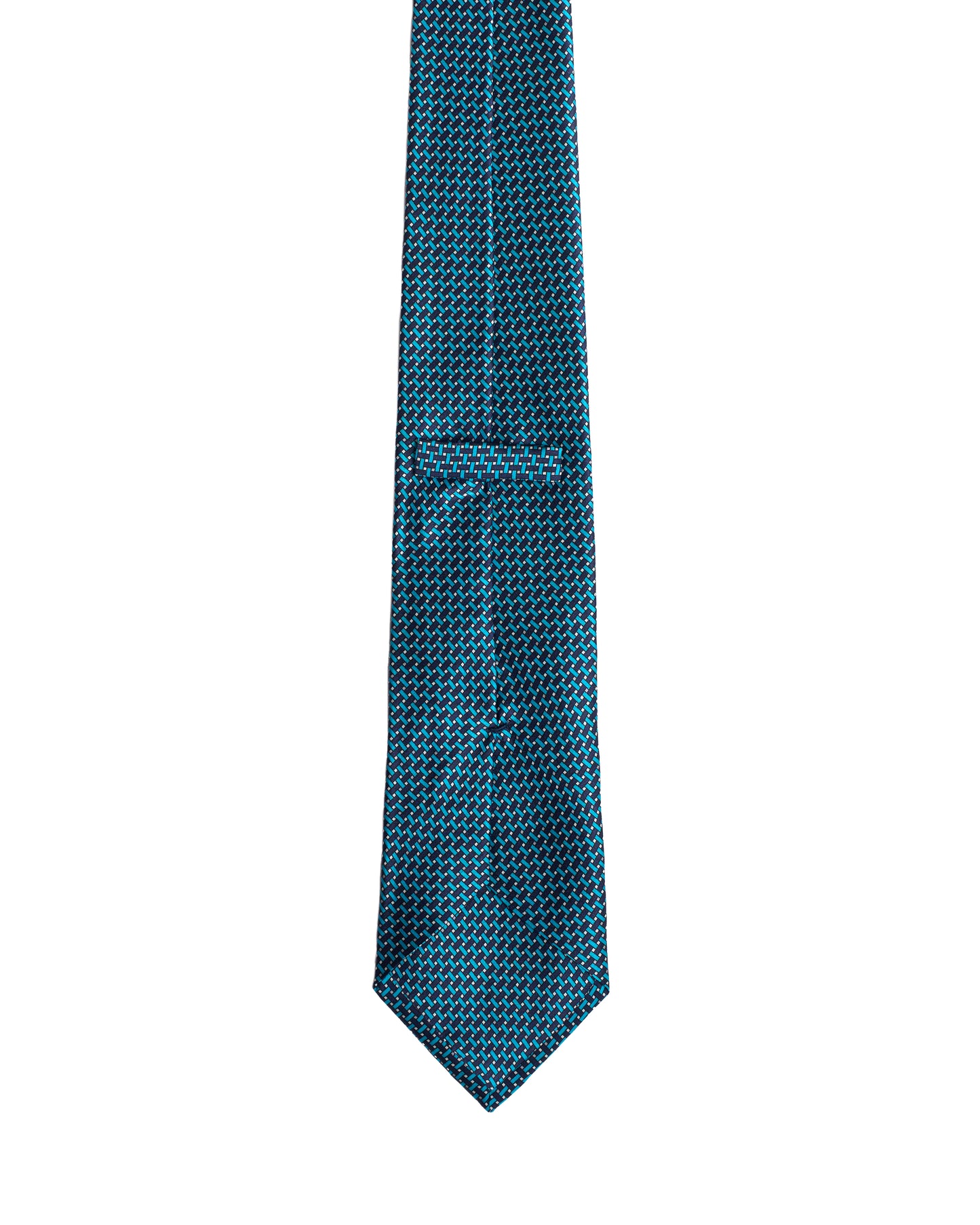 Printed Tie - 3 Fold - Light blue and black interlock