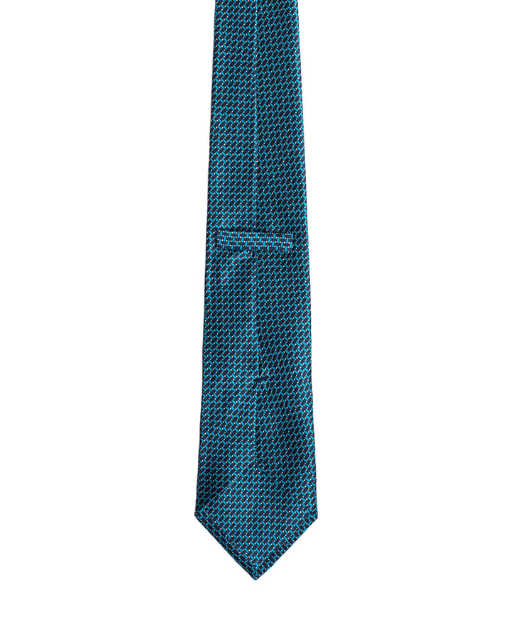 Printed Tie - 3 Fold - Light blue and black interlock