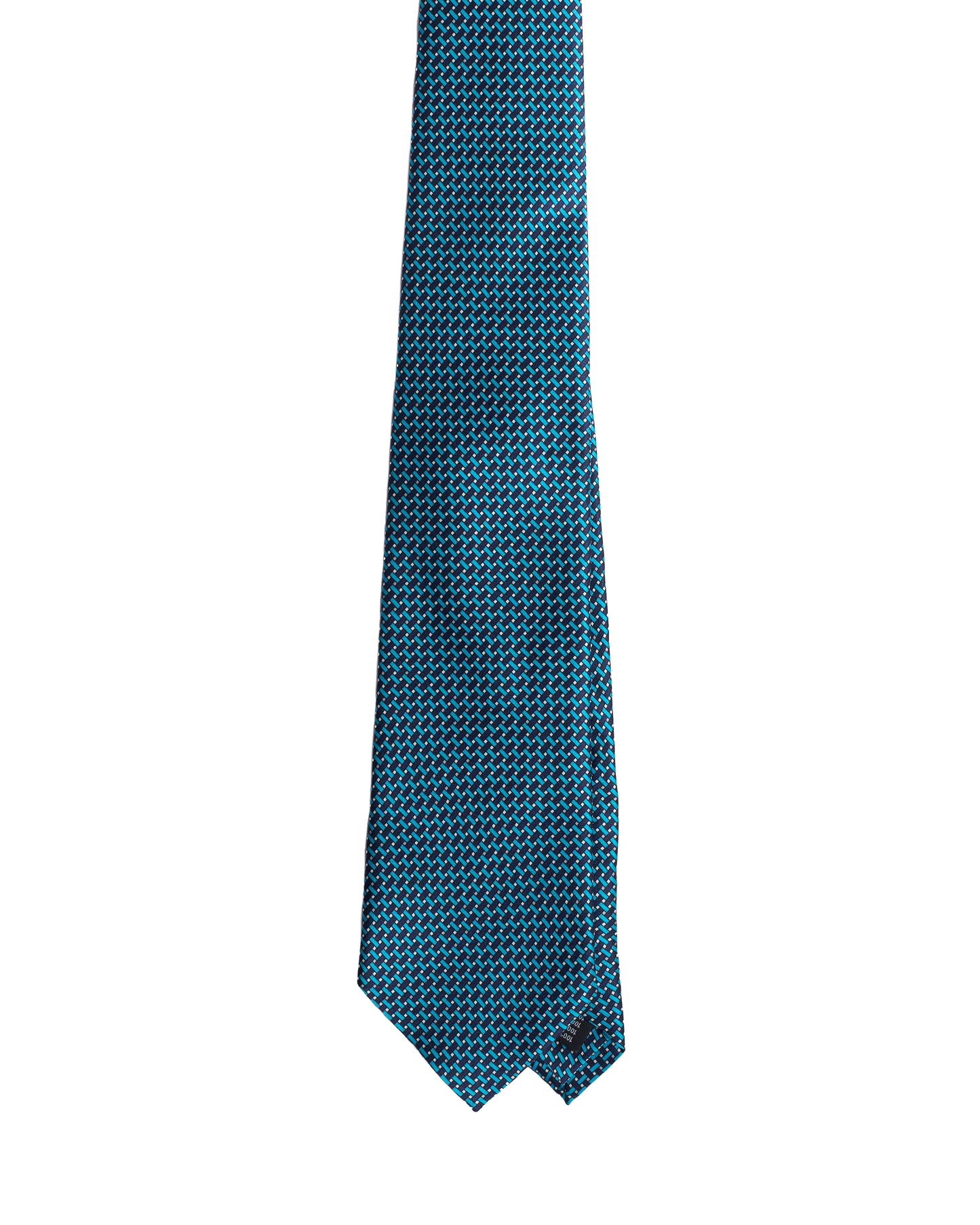 Printed Tie - 3 Fold - Light blue and black interlock