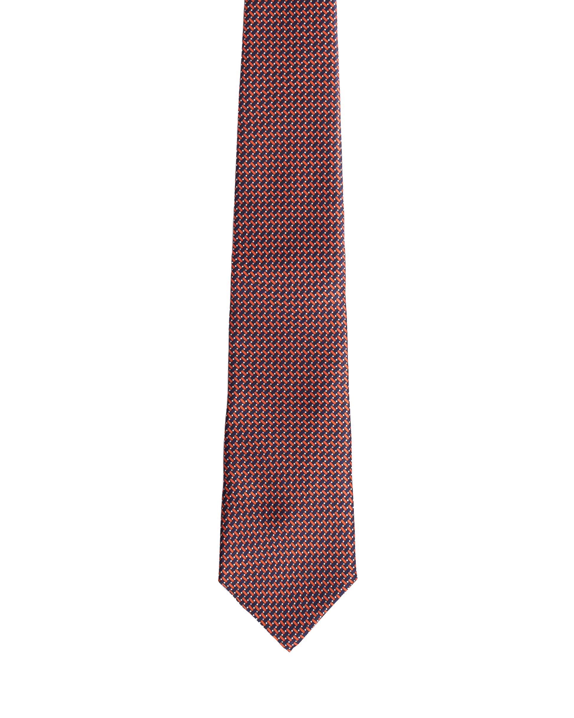 Printed Tie - 3 Fold - Orange and black interlock