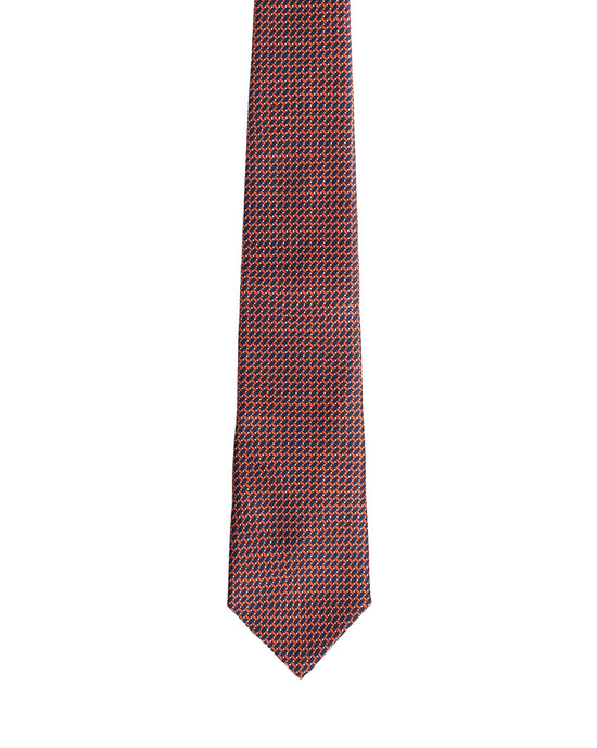 Printed Tie - 3 Fold - Orange and black interlock
