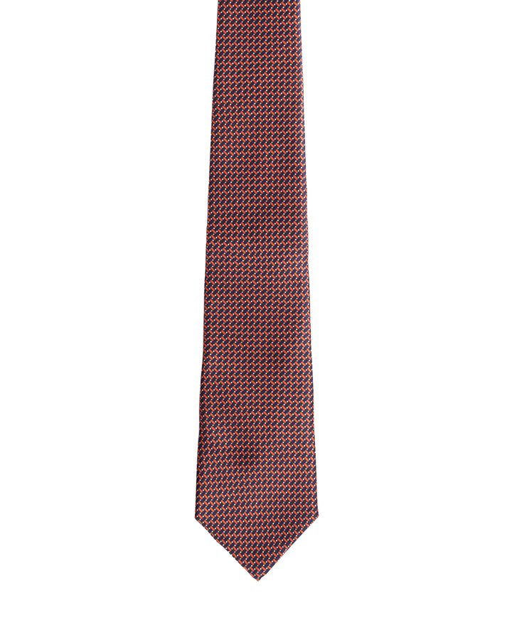 Printed Tie - 3 Fold - Orange and black interlock