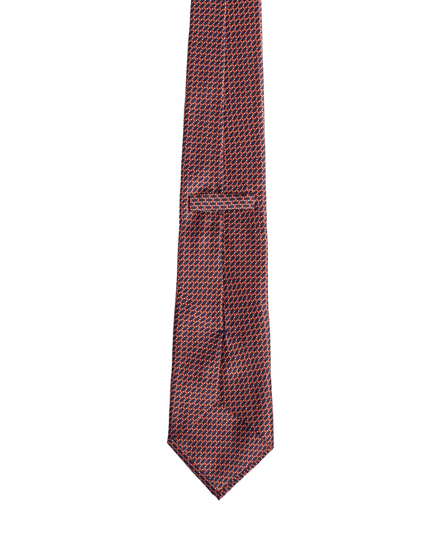 Printed Tie - 3 Fold - Orange and black interlock