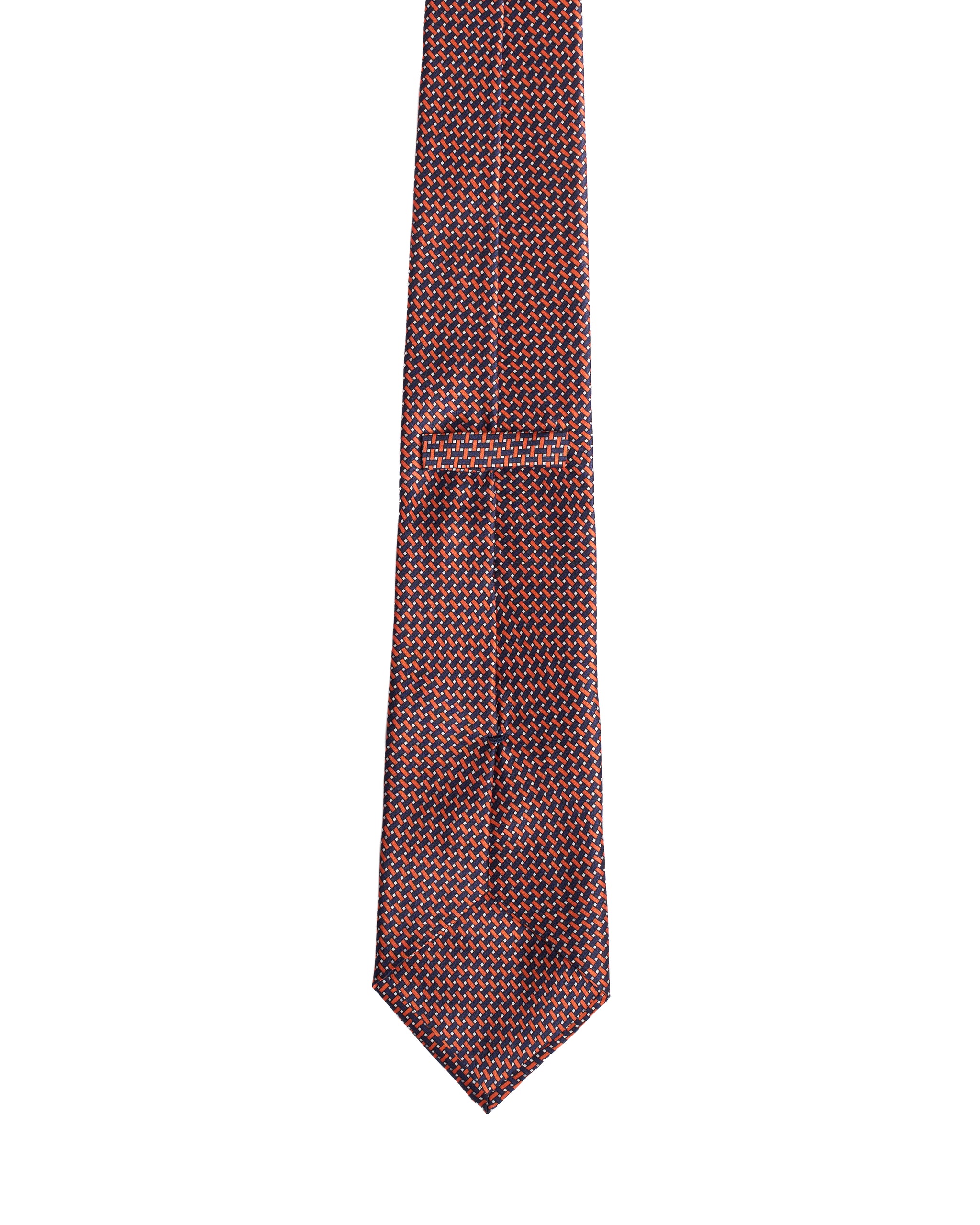 Printed Tie - 3 Fold - Orange and black interlock
