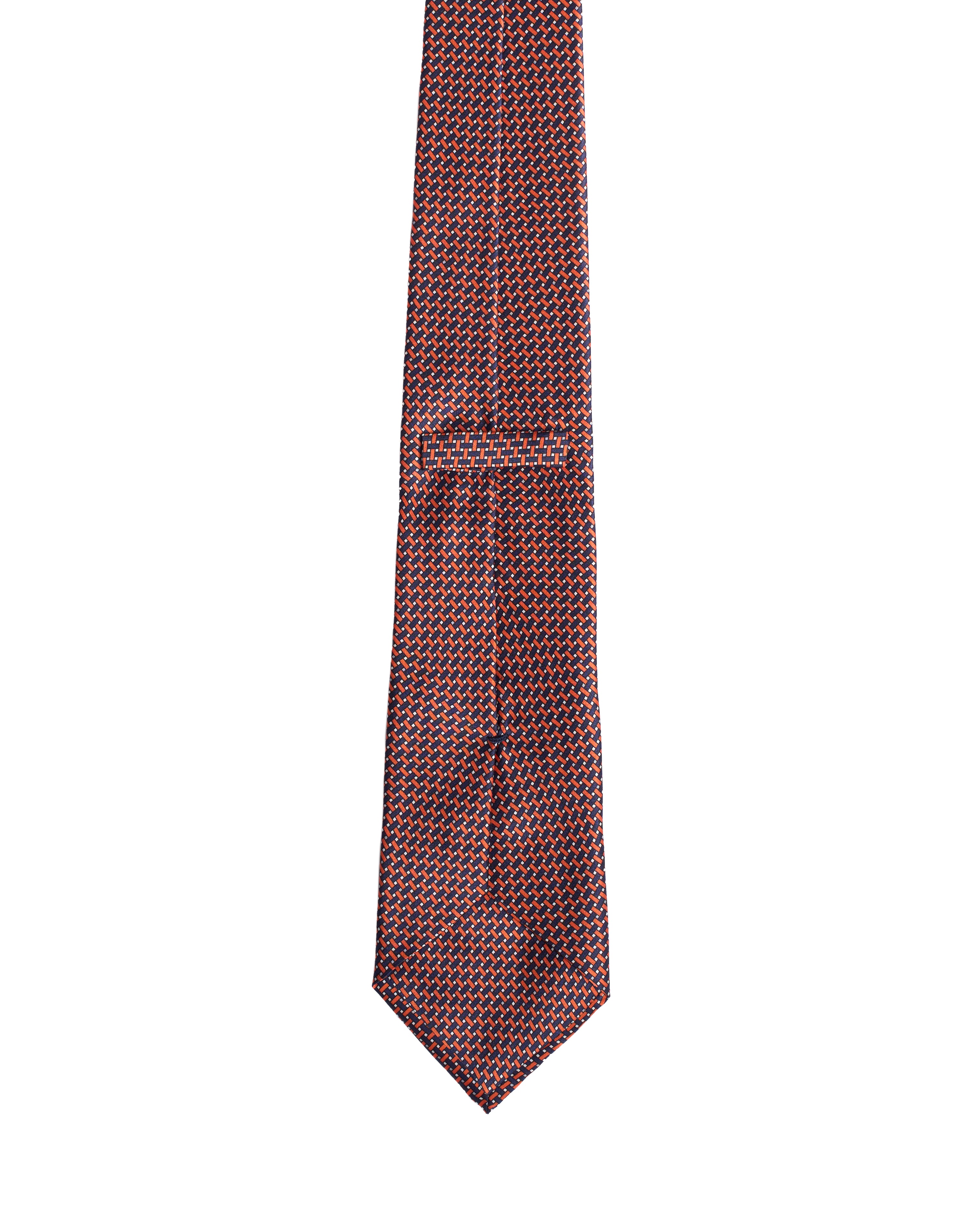 Printed Tie - 3 Fold - Orange and black interlock